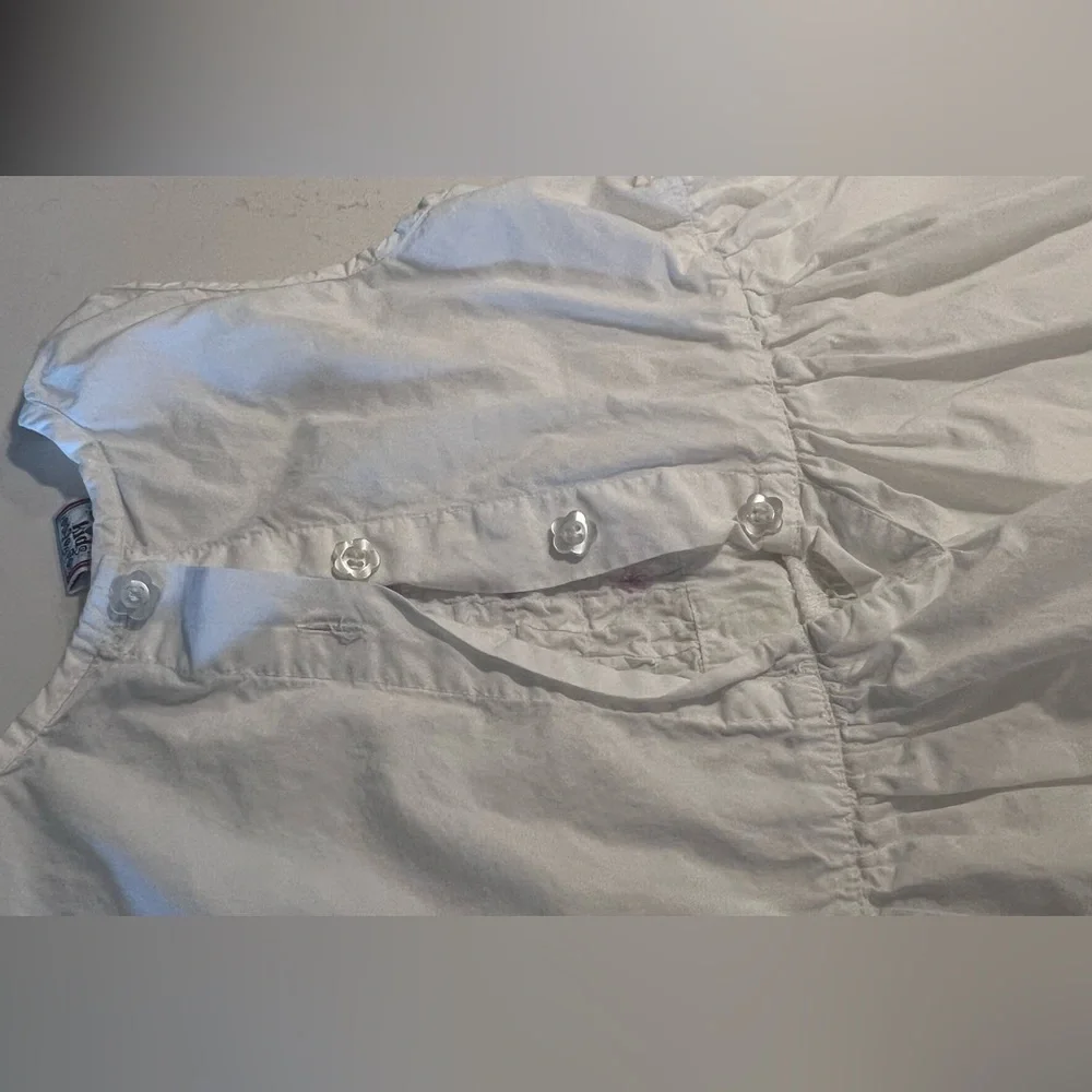 White Cotton Kids Dress with Floral Accents